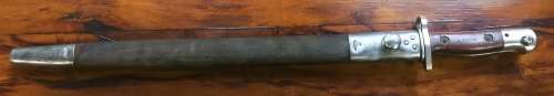 WW2 AUSTRALIAN LEE ENFIELD PATTERN MA1907 BAYONET HANDLE  SLAZ LEATHER SCABBARD BLADE LENGTH 430MM