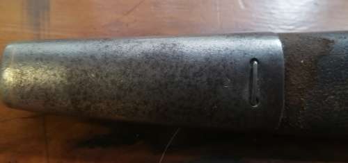 WW2 AUSTRALIAN LEE ENFIELD PATTERN MA1907 BAYONET HANDLE  SLAZ LEATHER SCABBARD BLADE LENGTH 430MM