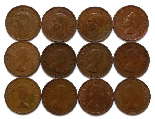 UNION 1949 TO 1960 PENNY **ALL DATES** (12 COINS)