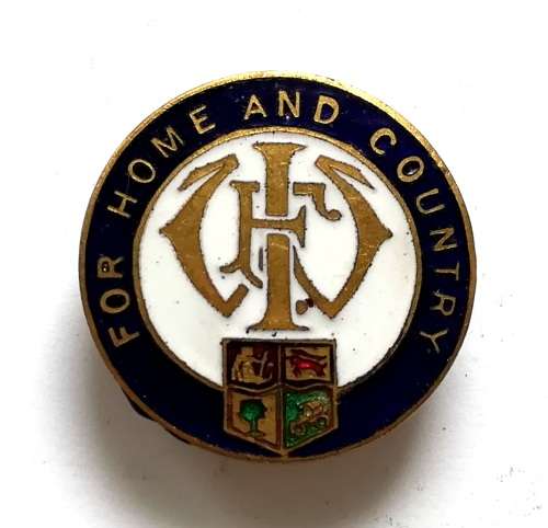 WW2 FOR HOME AND COUNTRY ENAMEL BADGE 25MM