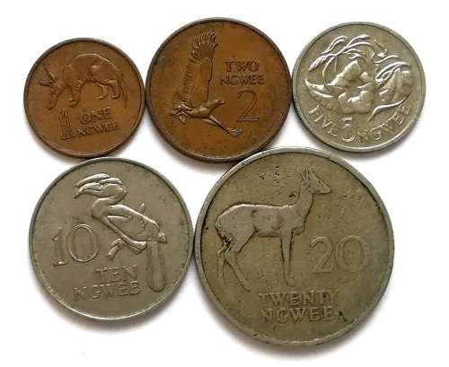 ZAMBIA 1968 1+2+5+10+20 NGWEE (5 COINS)