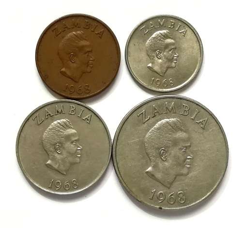 ZAMBIA 1968 2+5+10+20 NGWEE (4 COINS)