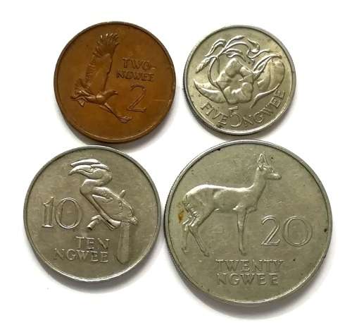ZAMBIA 1968 2+5+10+20 NGWEE (4 COINS)