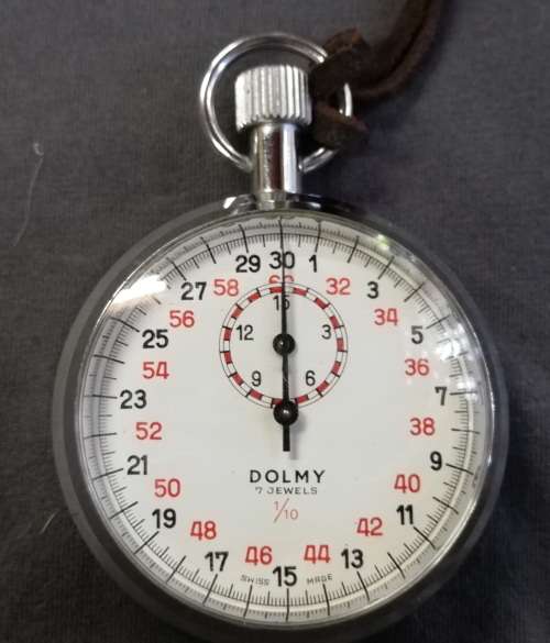 VINTAGE DOLMY STOP WATCH 7 JEWELS 1/10 EXCELLENT CONDITION 55MM - GOOD WORKING CONDITION