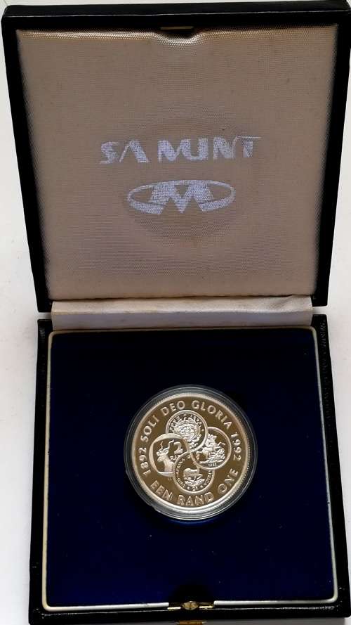 REPUBLIC 1992 SILVER 1 RAND *COINAGE CENTENNIAL* PROOF