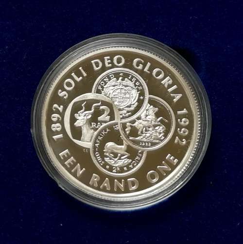 REPUBLIC 1992 SILVER 1 RAND *COINAGE CENTENNIAL* PROOF