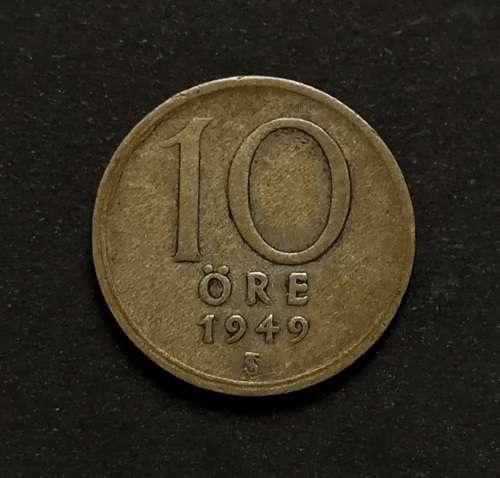 SWEDEN 1949 SILVER 10 ORE
