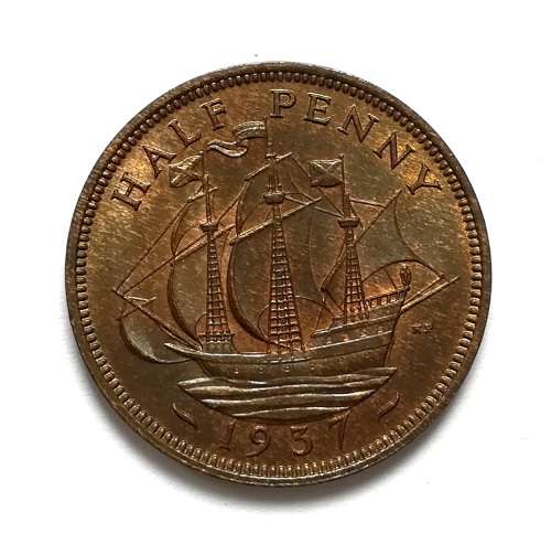 GREAT BRITAIN 1937 HALF PENNY **EXCELLENT**