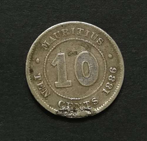MAURITIUS 1886 SILVER 10 CENTS **RARE**  **FILLER**
