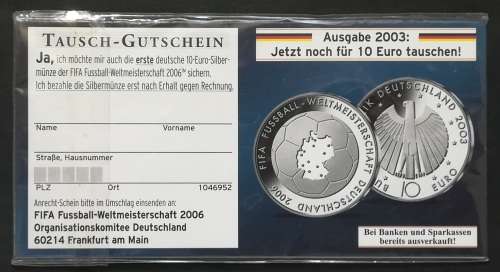 GERMANY 2006 SILVER 10 EURO COIN *FIFA SOCCER WORLD CUP*