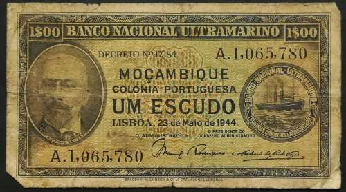 MOZAMBIQUE 1944 1 ESCUDO NOTE **FILLER**