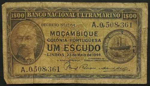 MOZAMBIQUE 1944 1 ESCUDO NOTE **FILLER**