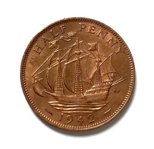 GREAT BRITAIN 1942 HALF PENNY **EXCELLENT**