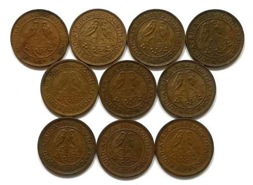 UNION 1950 - 1959 QUARTER PENNY ALL DATES (10 COINS)
