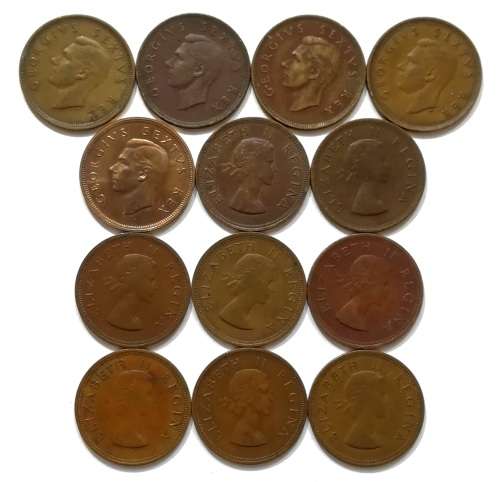 UNION 1948 TO 1960 PENNY ALL DATES (13 COINS)