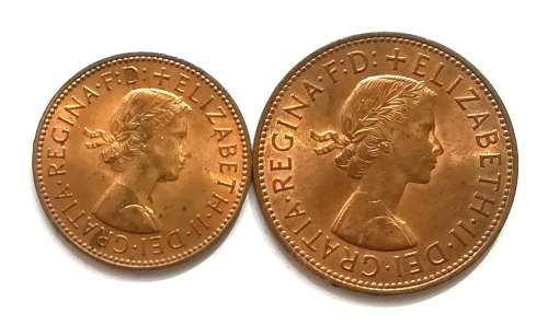 GREAT BRITAIN 1967 1/2 + 1 PENNY **EXCELLENT** (2 COINS)