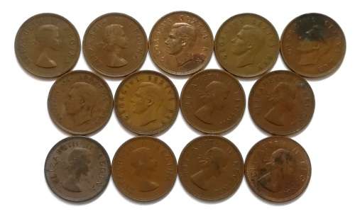 UNION 1948 TO 1960 PENNY ALL DATES (13 COINS)