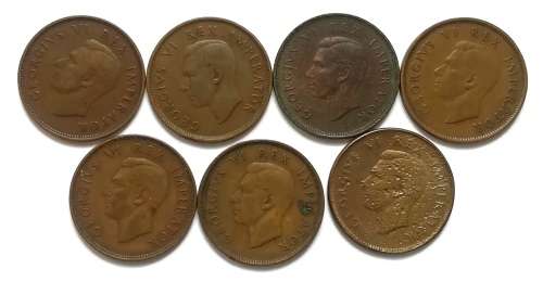 UNION 1940 TO 1946 1/2  PENNY ALL DATES  (7 COINS)