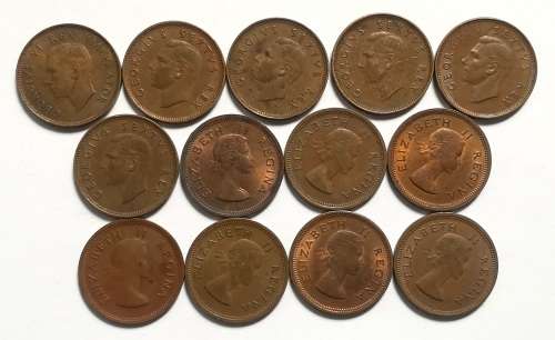 UNION 1947 TO 1959 1/4 PENNY ALL DATES (13 COINS)