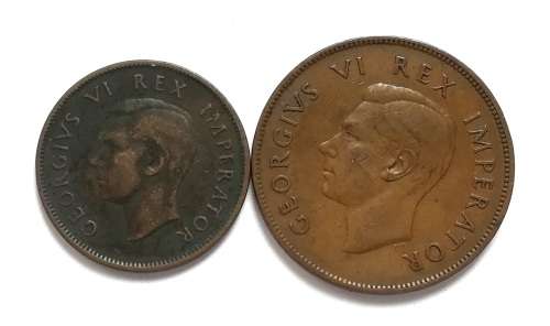 UNION 1938 HALF + ONE PENNY (2 COINS)
