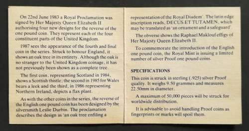 UNITED KINGDOM 1987 PROOF SILVER POUND