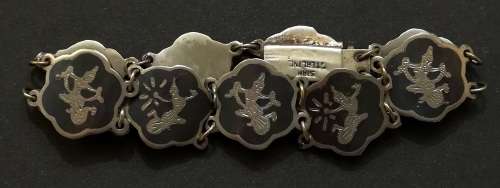 SIAM STERLING SILVER AND ENAMEL BRACELET 170MM 12.5 GRAMS