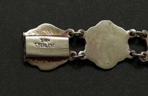 SIAM STERLING SILVER AND ENAMEL BRACELET 170MM 12.5 GRAMS