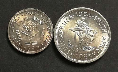 REPUBLIC 1964 5+10 CENTS (2 COINS)