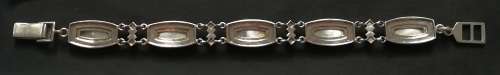 STERLING SILVER MOTHER OF PEARL BRACELET 205MMX12MM 17.6 GRAMS