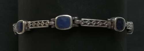STERLING SILVER AND LAPIS LAZULI BRACELET 12.1 GRAMS 190MM