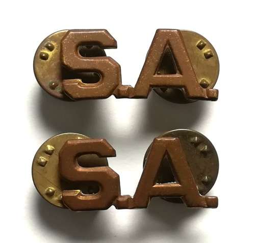 PAIR OF S.A. PIN BADGES