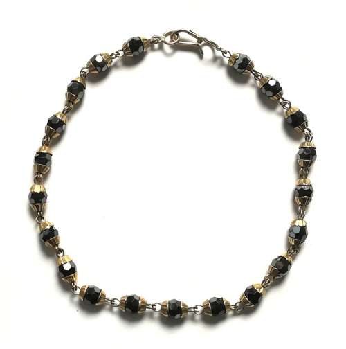 9CT GOLD AND HEMATITE BRACELET 3.9 GRAMS 175MM