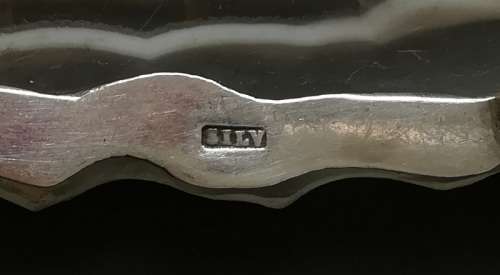 LARGE STERLING SILVER AND AGATE PENDANT 30X50MM