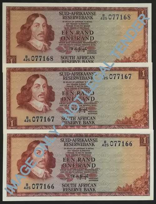 T W DE JONGH 1 RAND 3RD ISSUE **3 NOTES SEQUENCE**  EF