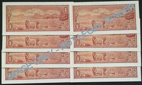 T W DE JONGH 1 RAND 3RD ISSUE **8 NOTES SEQUENCE** PAPER CLIP MARK