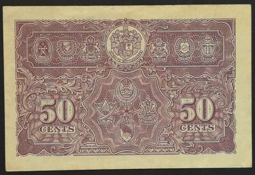 **RARE** 1941 MALAYA STRAITS SETTLEMENTS 50 CENTS GEORGE V1 BANKNOTE
