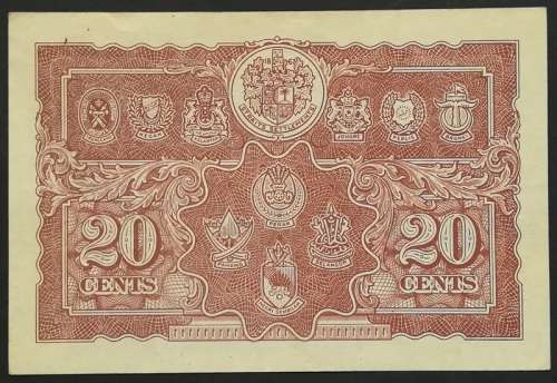 **RARE** 1941 MALAYA STRAITS SETTLEMENTS 20 CENTS GEORGE V1 BANKNOTE