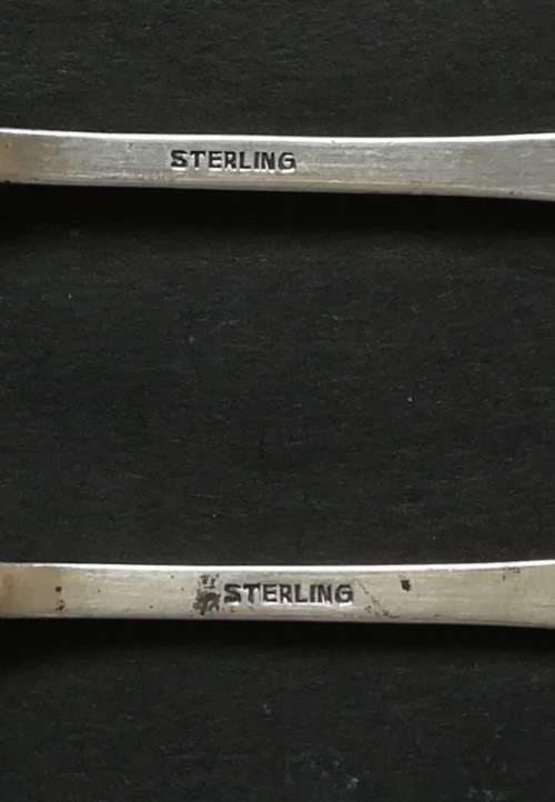 PAIR STERLING SILVER SALT/MUSTARD SPOONS 62MM 7.7 GRAMS