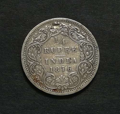 INDIA BRITISH 1876 1/4 RUPEE SILVER