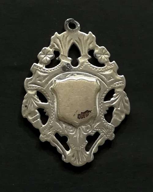 BIRMINGHAM 1902 STERLING SILVER AND GOLD FOB FOR POCKET WATCH 10 GRAMS 30 X 40MM
