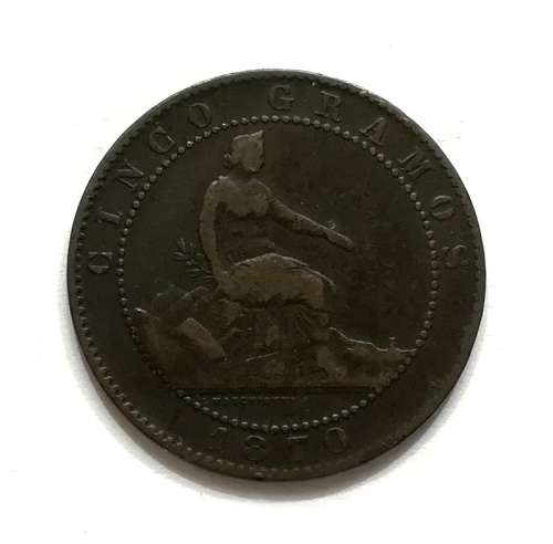 SPAIN 1870 5 CENTIMOS