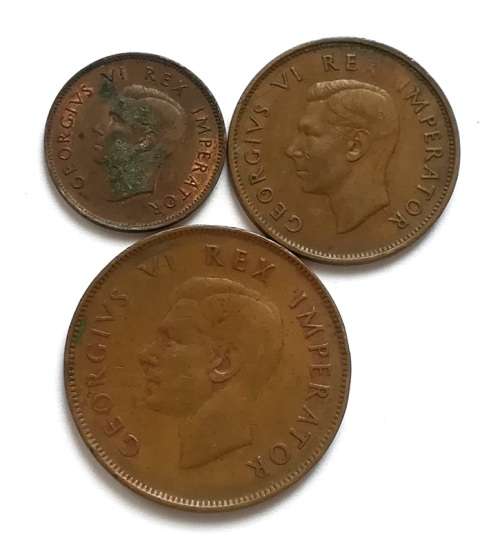 UNION 1943 1/4+1/2+1 PENNY (3 COINS)