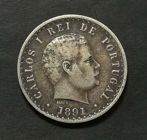 PORTUGAL 1891 SILVER 500 REIS