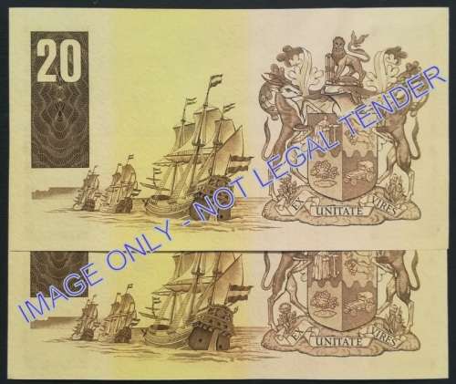 GERHARD DE KOCK  20 RAND 2ND ISSUE VF+ (2 NOTES SEQUENCE)