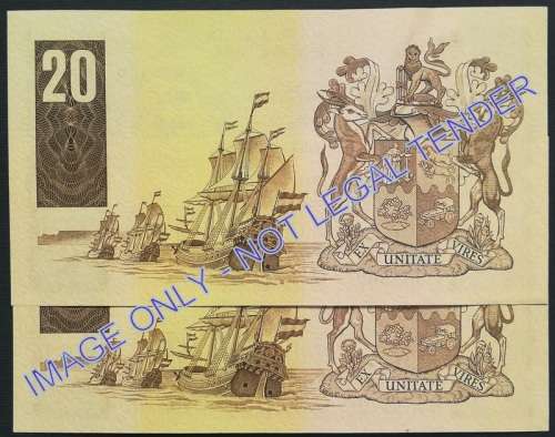 GERHARD DE KOCK  20 RAND 2ND ISSUE VF+ (2 NOTES SEQUENCE)