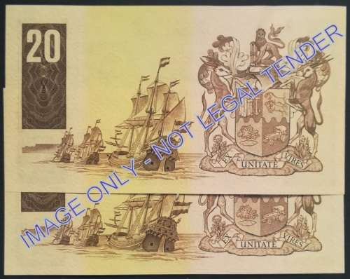 GERHARD DE KOCK  20 RAND 2ND ISSUE VF+ (2 NOTES SEQUENCE)