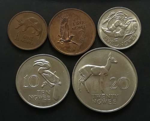 ZAMBIA 1968 1 + 2 +5 +10 NGWEE (5 COINS)