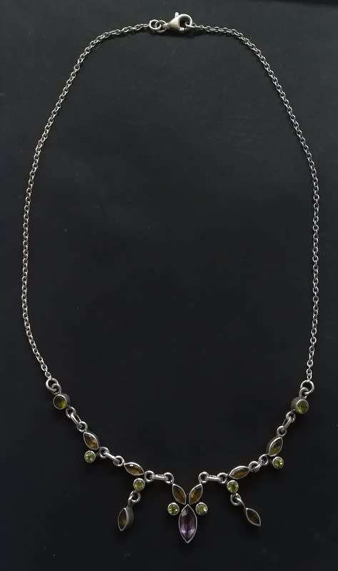 STERLING SILVER AND GLASS  CHAIN 430MM 11G