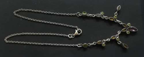 STERLING SILVER AND GLASS  CHAIN 430MM 11G