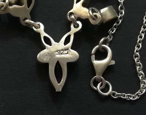 STERLING SILVER AND GLASS  CHAIN 430MM 11G